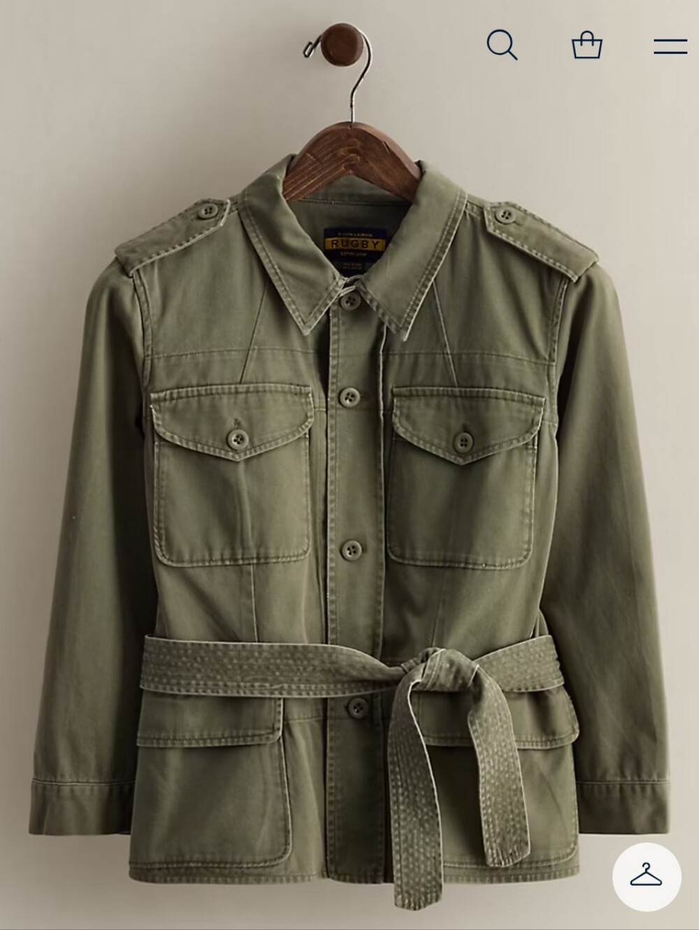 Certified Ralph Lauren Vintage 2007 Rugby Cotton Utility Belted Jacket